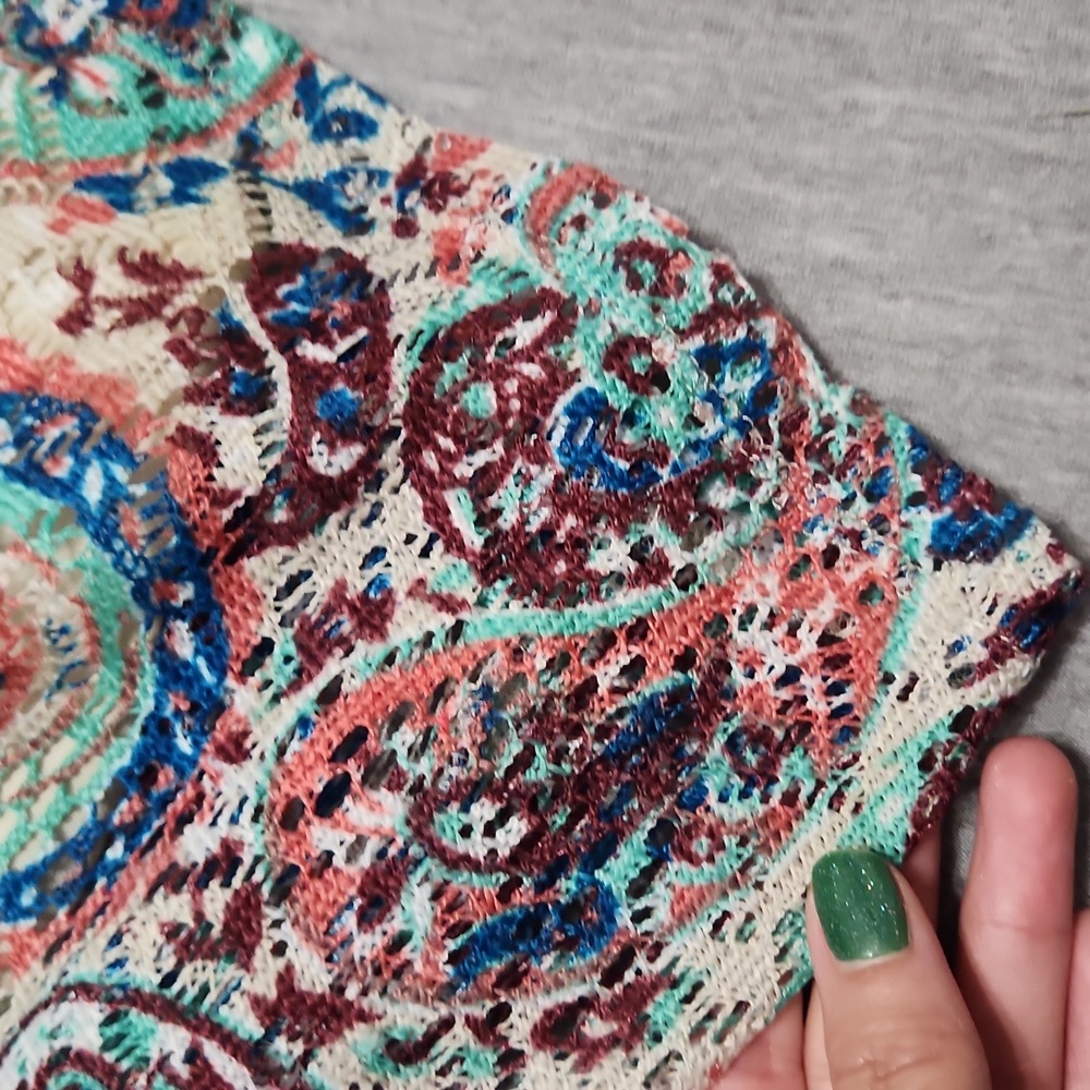 Y2K Xhilaration Paisley Print Lacey Sleeveless Summer Mini Tank Dress - Picture 10 of 14